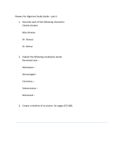 Flowers for Algernon Study Guide &ndash; part 1 1. Describe each of the