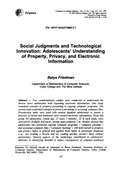 Social Judgments and Technological Innovation: Adolescents
