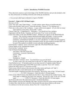Lab #1: Introductory WebMO Exercises These directions assume no