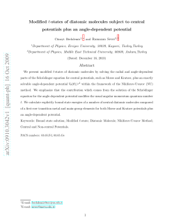 Modified l-states of diatomic molecules subject to central potentials