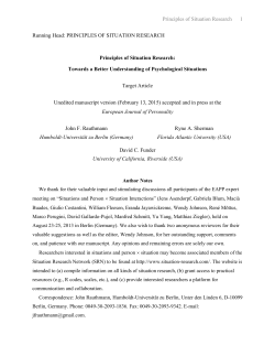 Principles of Situation Research 1 Running Head: PRINCIPLES OF