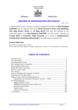 Inquest Finding  - Coroner`s Court of Western Australia