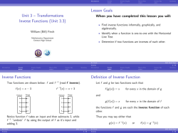 Unit 3 &ndash; Transformations Inverse Functions (Unit 3.3)