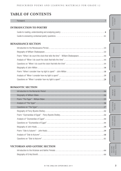 table of contents - The English Experience