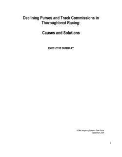 Declining Purses and Track Commissions in Thoroughbred