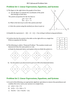 Problem Set 1: Linear Expressions, Equations, and Systems