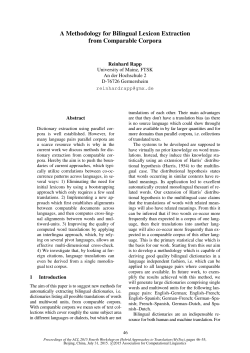 A Methodology for Bilingual Lexicon Extraction