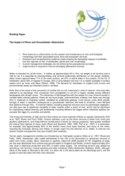 Briefing Paper The Impact of River and Groundwater Abstraction