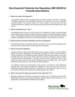 Non-Essential Pesticide Use Regulation (MR 286/2014) Frequently