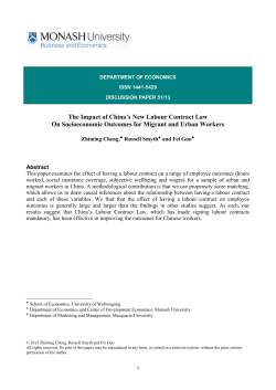 The Impact of China`s New Labour Contract Law On Socioeconomic