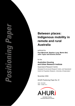 Indigenous Mobility in Remote and Rural Australia
