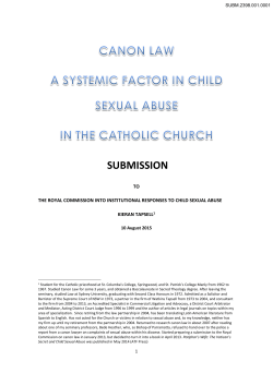 Public Submission to Issues Paper 11: Catholic Church Final Hearing
