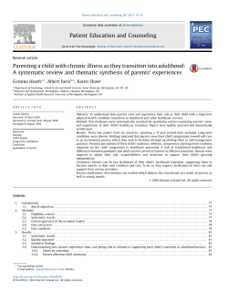 Parenting a child with chronic illness as they transition into adulthood