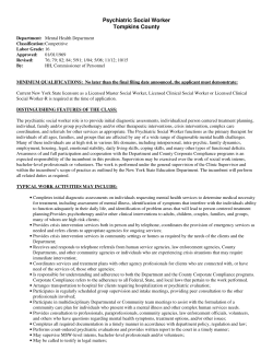 Psychiatric Social Worker Tompkins County