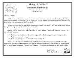 Rising 5th Graders Summer Homework