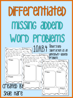 missing addend differentiated word problems