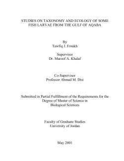Studies on Taxonomy and Ecology of some fish Larvae from the Gulf
