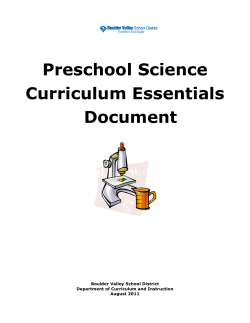 Preschool Science Curriculum Essentials Document