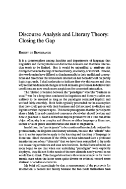 Discourse Analysis and Literary Theory: Closing the Gap