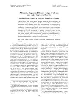 Differential Diagnosis of Chronic Fatigue Syndrome