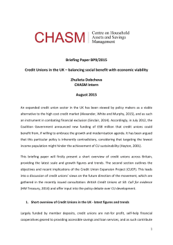 Briefing Paper BP9/2015 Credit Unions in the UK &ndash; balancing social