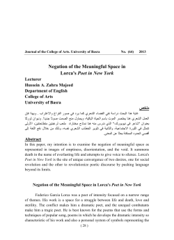 Negation of the Meaningful Space in Lorca`s Poet in New York