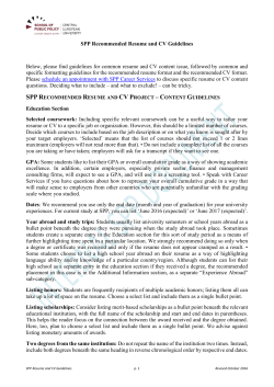 SPP Recommended Resume and CV Guidelines Below, please find