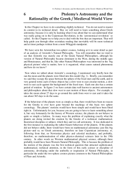 6 Ptolemy`s Astronomy and the Rationality of the Greek / Medieval