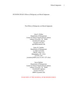 Effects of Religiosity on Ethical Judgments The Effects of Religiosity
