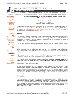 Page 1 of 10 Admissions Research: Diversity of Feeder Schools