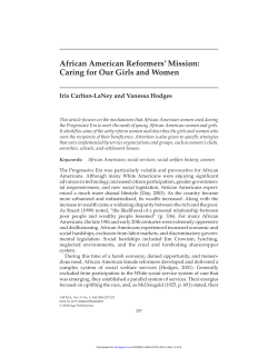 African American Reformers` Mission: Caring for Our Girls and Women
