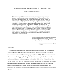 Citizen Participation in Decision-Making: Is it Worth the