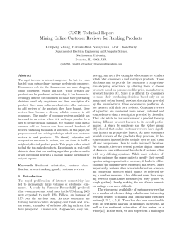 CUCIS Technical Report Mining Online Customer Reviews for