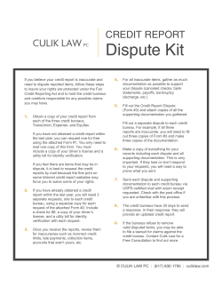 Credit Report Dispute Kit