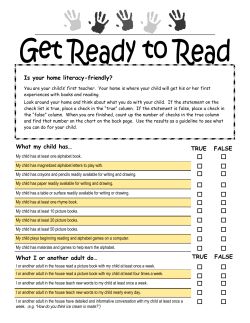 Home Literacy Environment Checklist