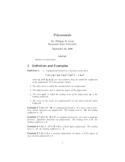 Polynomials - KSU Web Home - Kennesaw State University