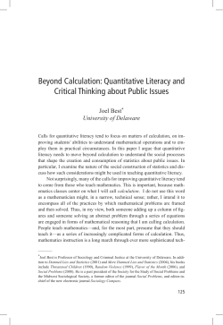 Beyond Calculation: Quantitative Literacy and Critical Thinking