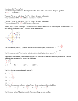 Precalculus Ch5 Practice Test Find the missing coordinate of P