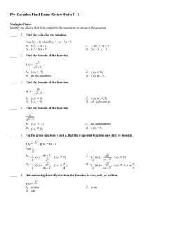Pre-Calculus Final Exam Review Units 1