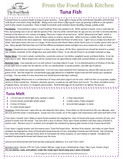 From the Food Bank Kitchen Tuna Fish