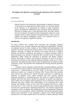 Developing early algebraic reasoning through exploration