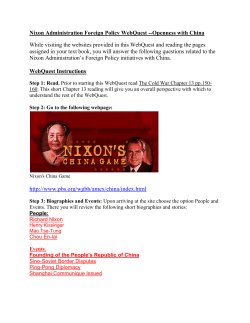 Nixon Administration Foreign Policy WebQuest