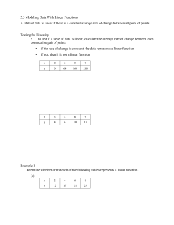3.3 Modeling Data With Linear Functions A table of data is linear if