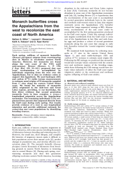 Monarch butterflies cross the Appalachians from the west to