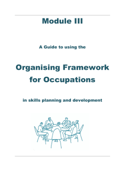 Module III Organising Framework for Occupations