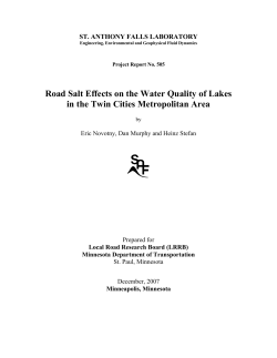 Road Salt Effects on the Water Quality of Lakes in the Twin Cities