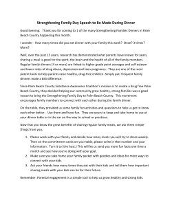 Strengthening Family Day Speech to Be Made During Dinner