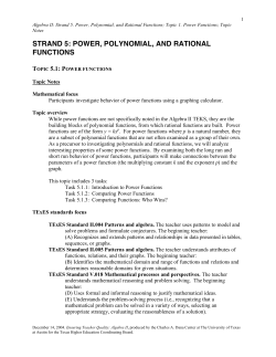 STRAND 5: POWER, POLYNOMIAL, AND RATIONAL FUNCTIONS