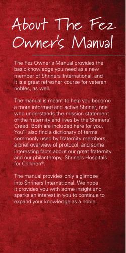 About The Fez Owner`s Manual