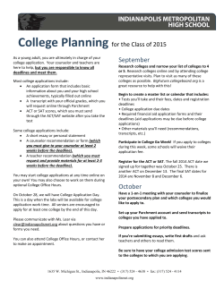 Planning Calendar - Indianapolis Metropolitan High School